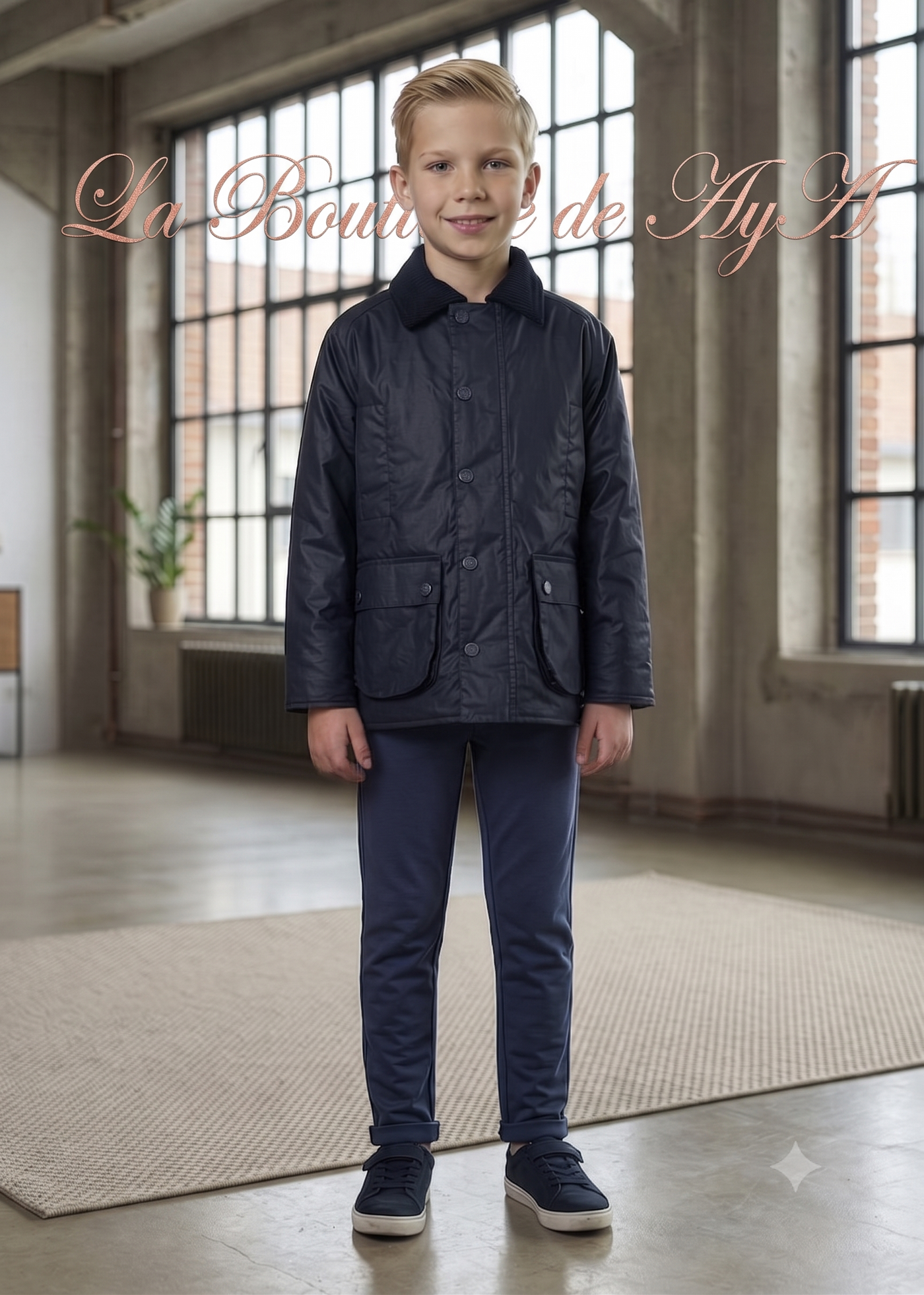 Moda de niño de invierno con camisa, jersey y pantalón de pana - La Boutique de AyA