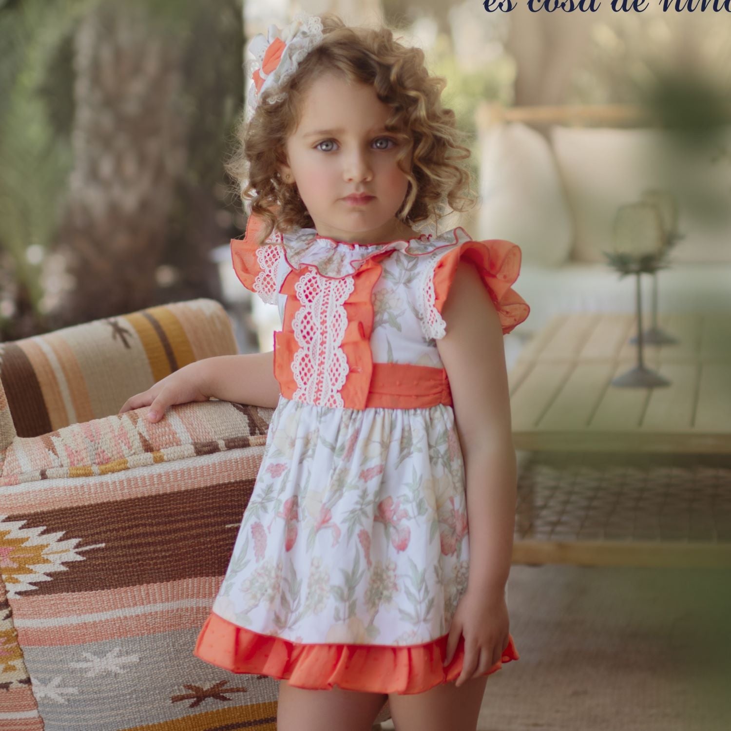 Vestido niña Naranja Miranda 35/0239/V - La boutique de AyA Miranda