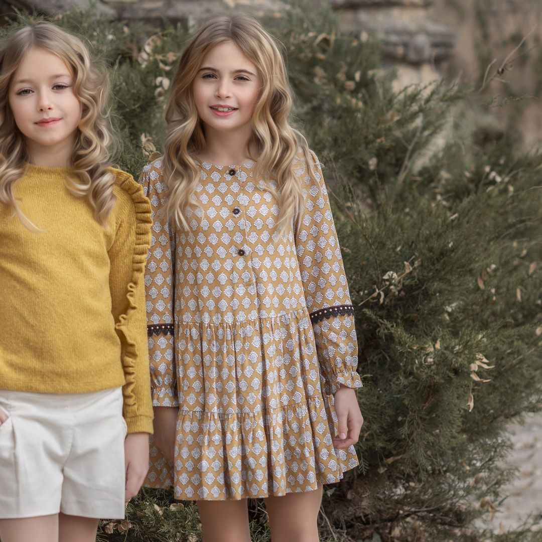 Vestido infantil niña Mostaza de Miranda 0308 - La boutique de AyA