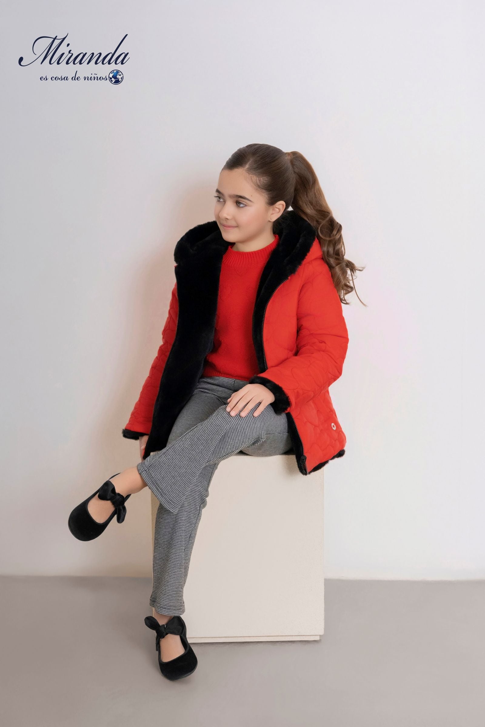 Parka reversible niña rojo negro niña Miranda 0315