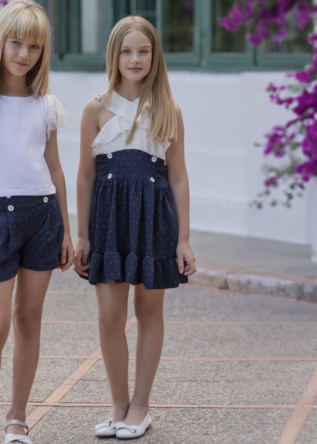 Vestido marino blanco Miranda 0350 - La boutique de AyA Miranda