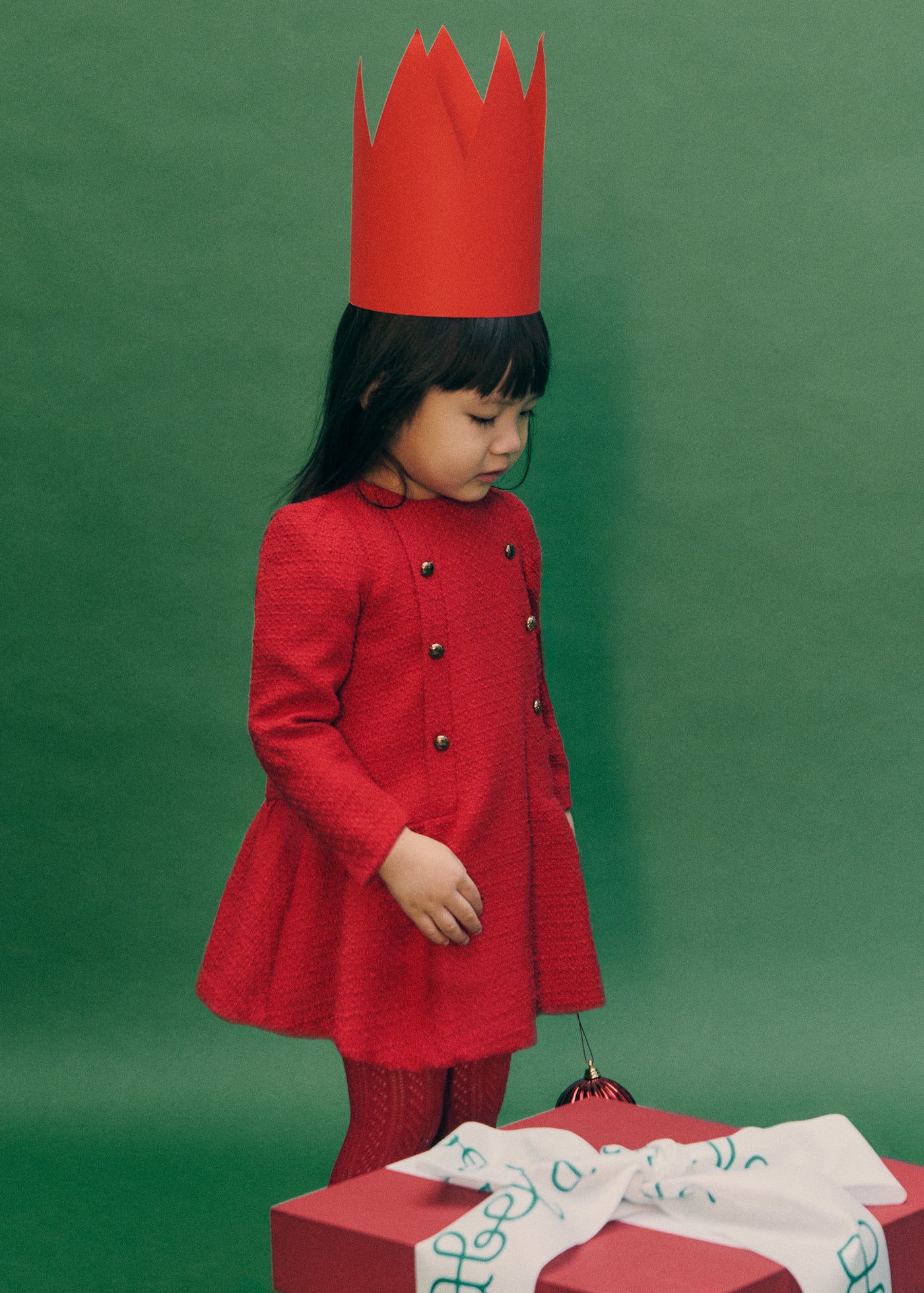 Vestido tweed rojo para bebé niña Abel & Lula 05506