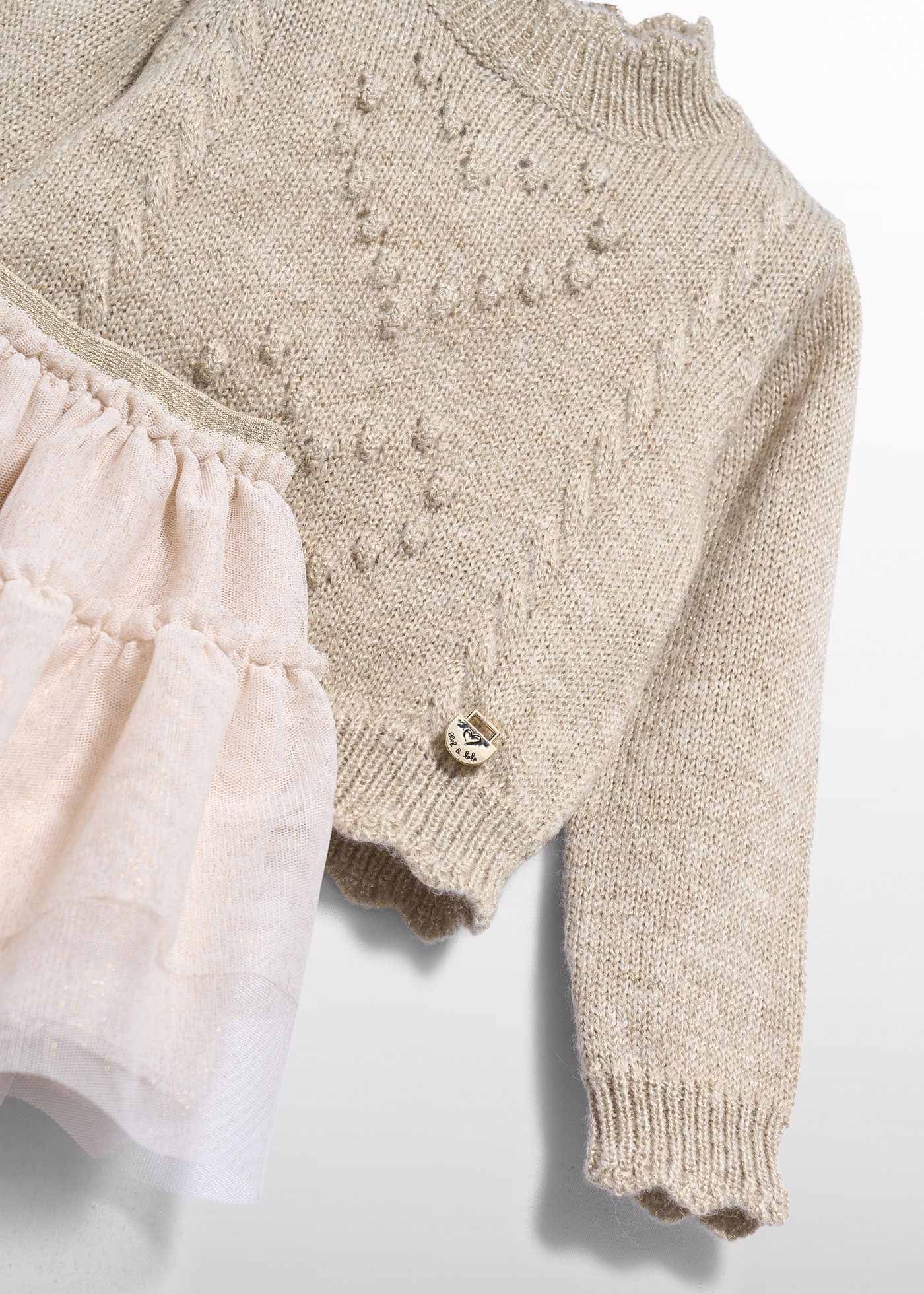 Conjunto de falda tul jersey champán para bebé niña Abel & Lula 05519 - imagen 3