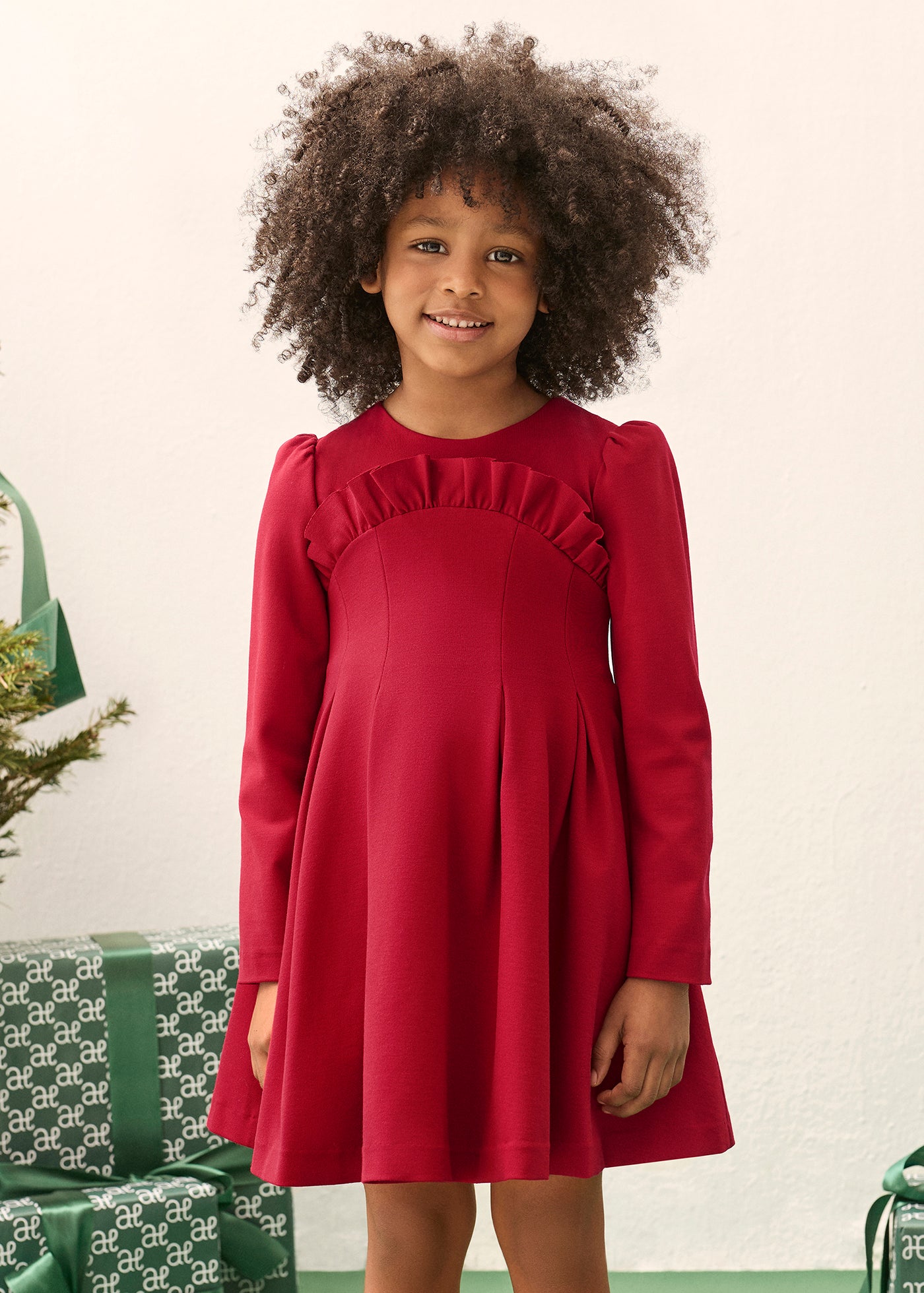 Vestido punto milano rojo para niña Abel & Lula 05529