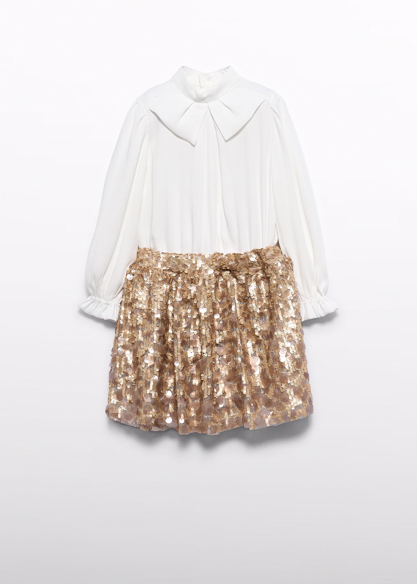 Vestido combinado lentejuelas champán para niña Abel & Lula 05535 - imagen 3