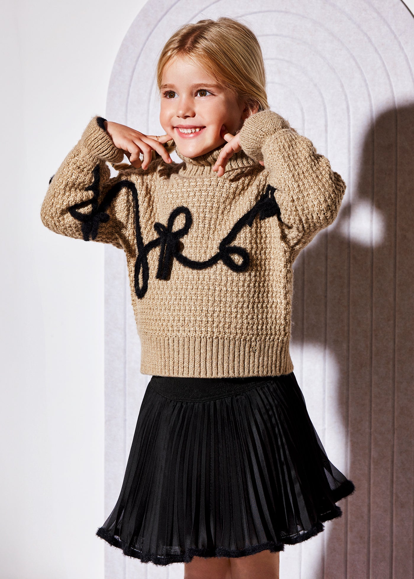 Conjunto de falda tricot gasa negro para niña Abel & Lula 05543