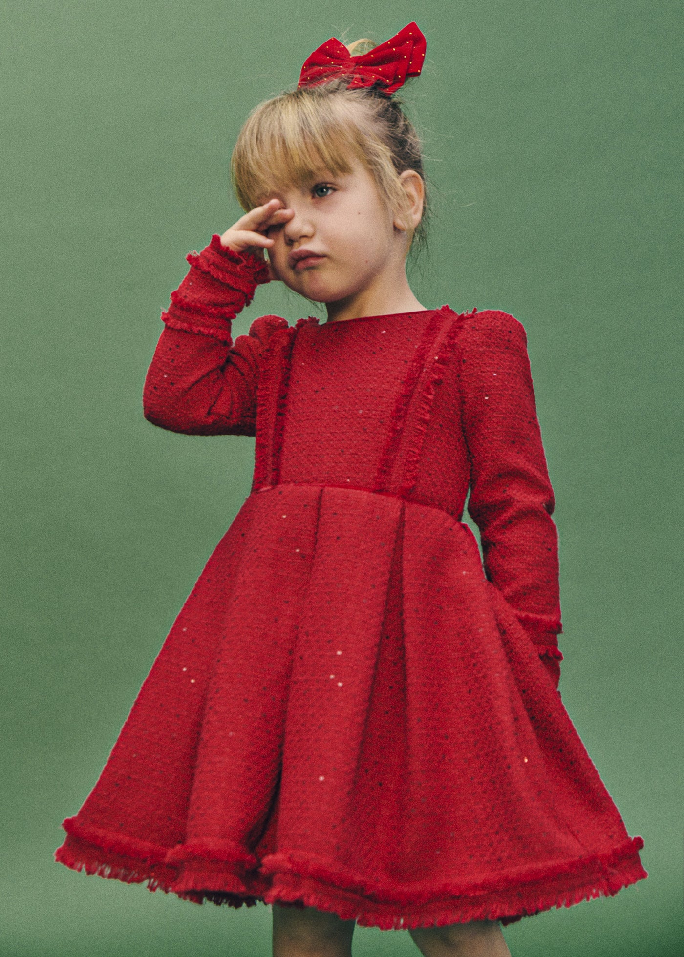 Vestido tweed lentejuelas rojo para niña Abel & Lula 05547 - imagen 2