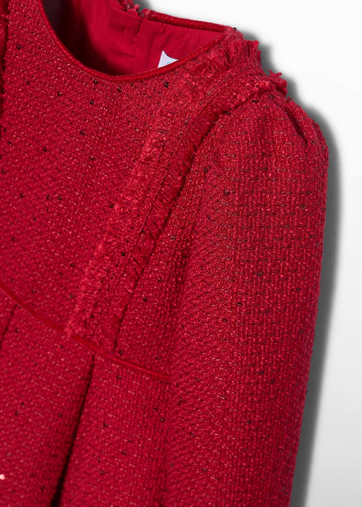 Vestido tweed lentejuelas rojo para niña Abel & Lula 05547 - imagen 6