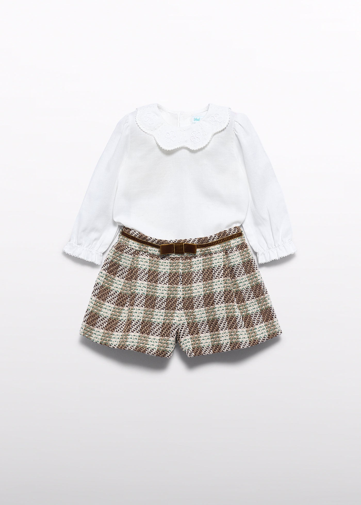 Conjunto de bermuda cuadros vichy macchiato para bebé niña Abel & Lula 05735 - imagen 2