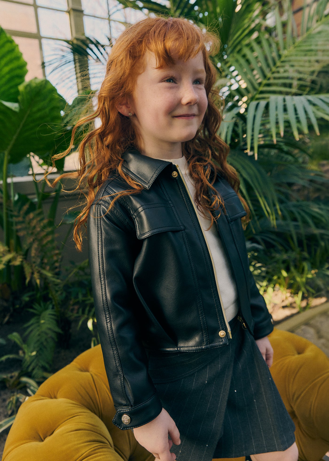 Chaqueta PU negro para niña Abel & Lula 05812