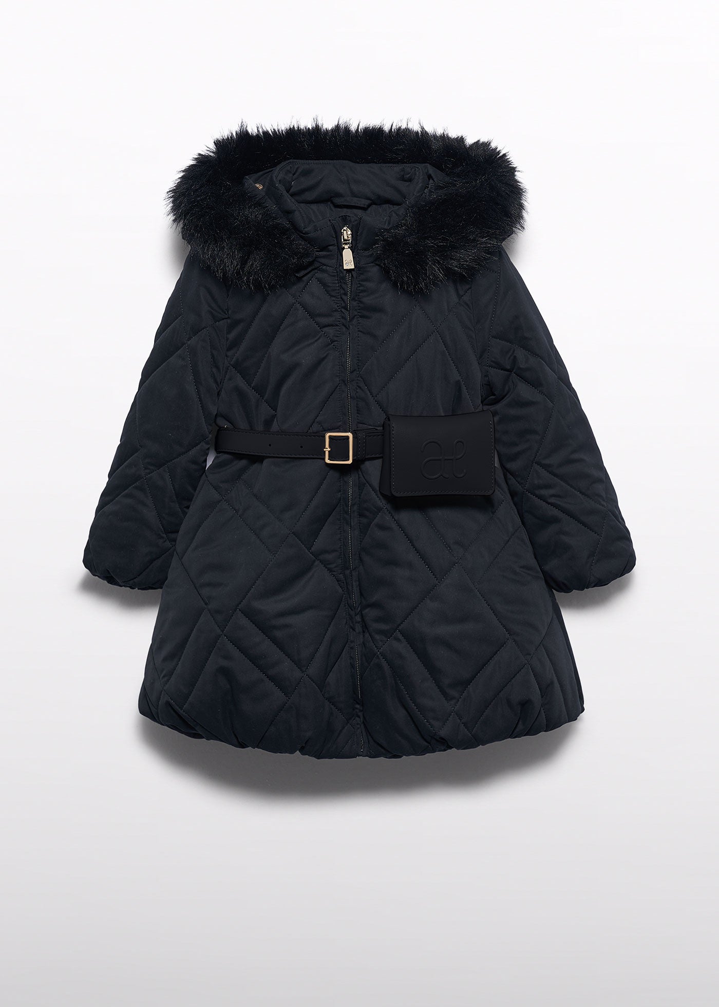 Chaquetón con cinturón cartera negro para niña Abel & Lula 05814 - imagen 4