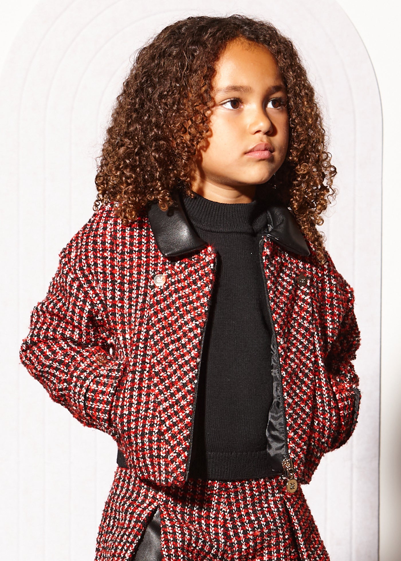 Cazadora tweed PU teja para niña Abel & Lula 05886 - imagen 2