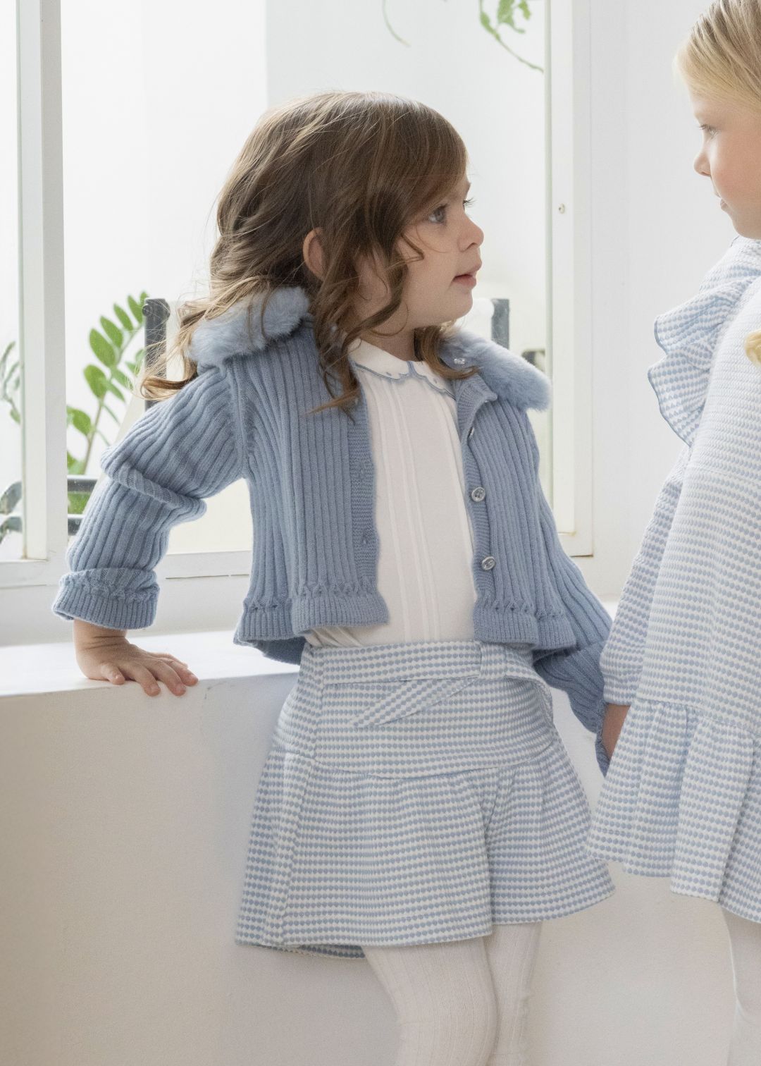 Conjunto camisa y short infantil niña azul 0620