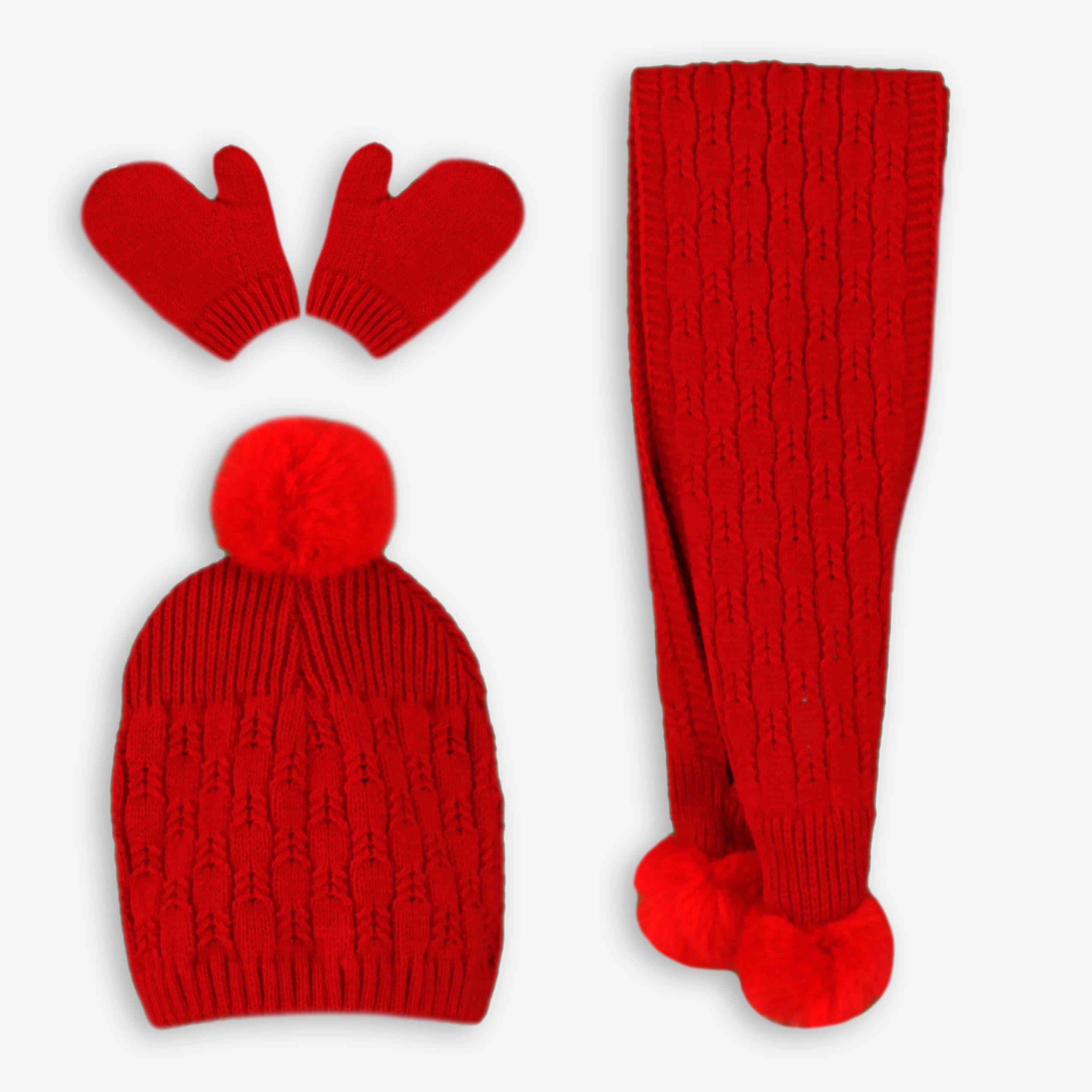 Bufanda gorro y manoplas bebe rojo Miranda 0100