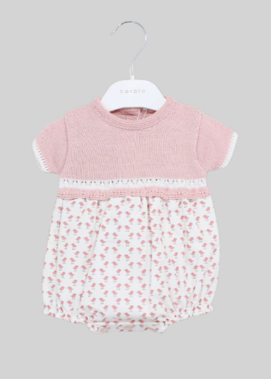 Pelele bebe rosa empolvado pollitos 100% dralon la boutique de aya 1010PE14 - La boutique de AyA La Boutique de AyA