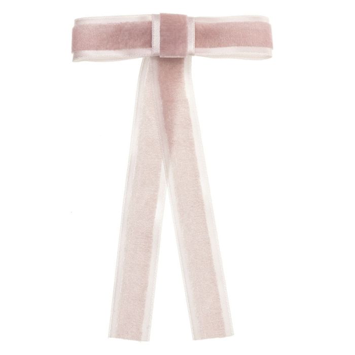 Pasador lazada grande de terciopelo y raso Rosa Pastel Siena - La boutique de AyA Siena