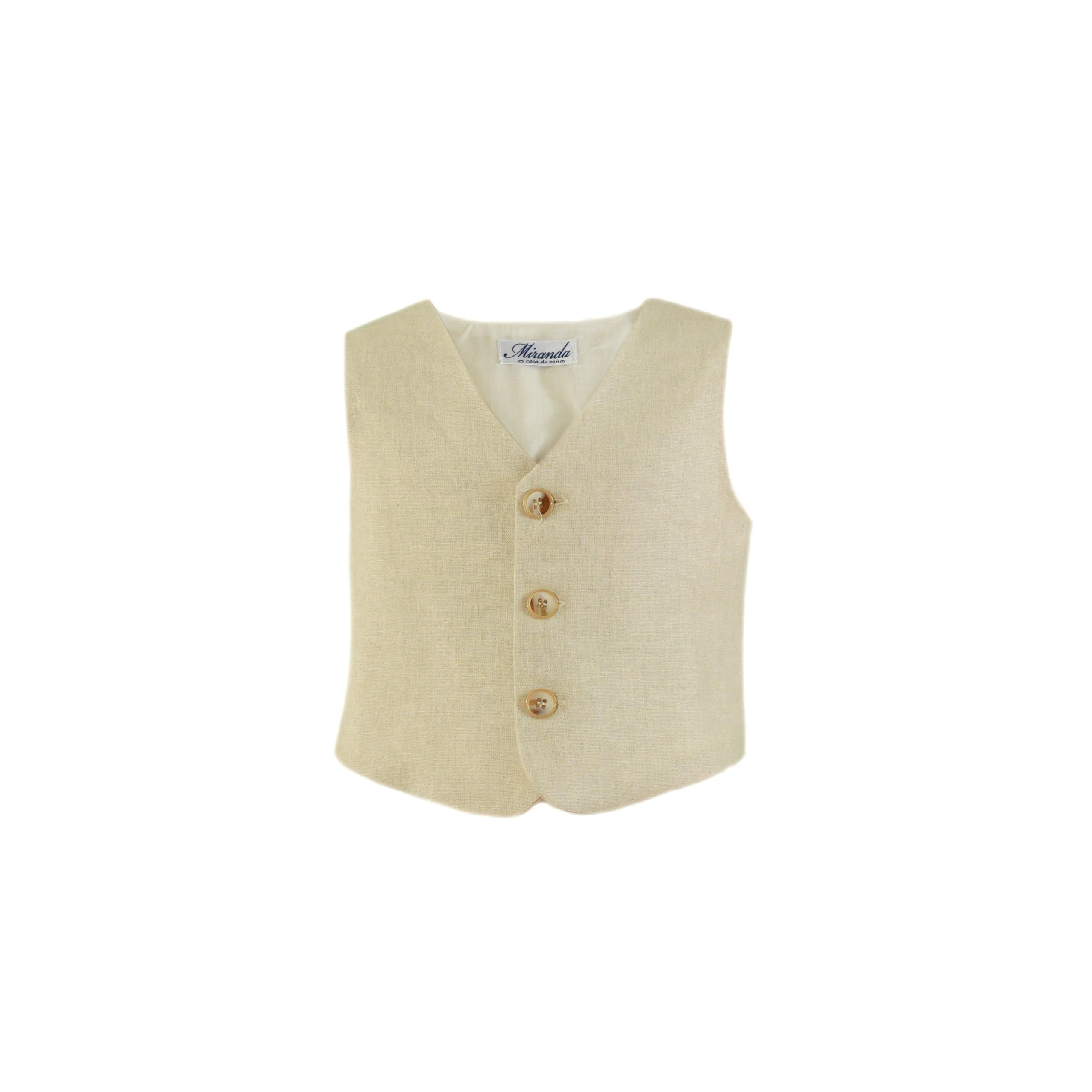 CONJUNTO MAS CHALECO BEBE NIÑO BEIG MIRANDA 0120 - La boutique de AyA Miranda