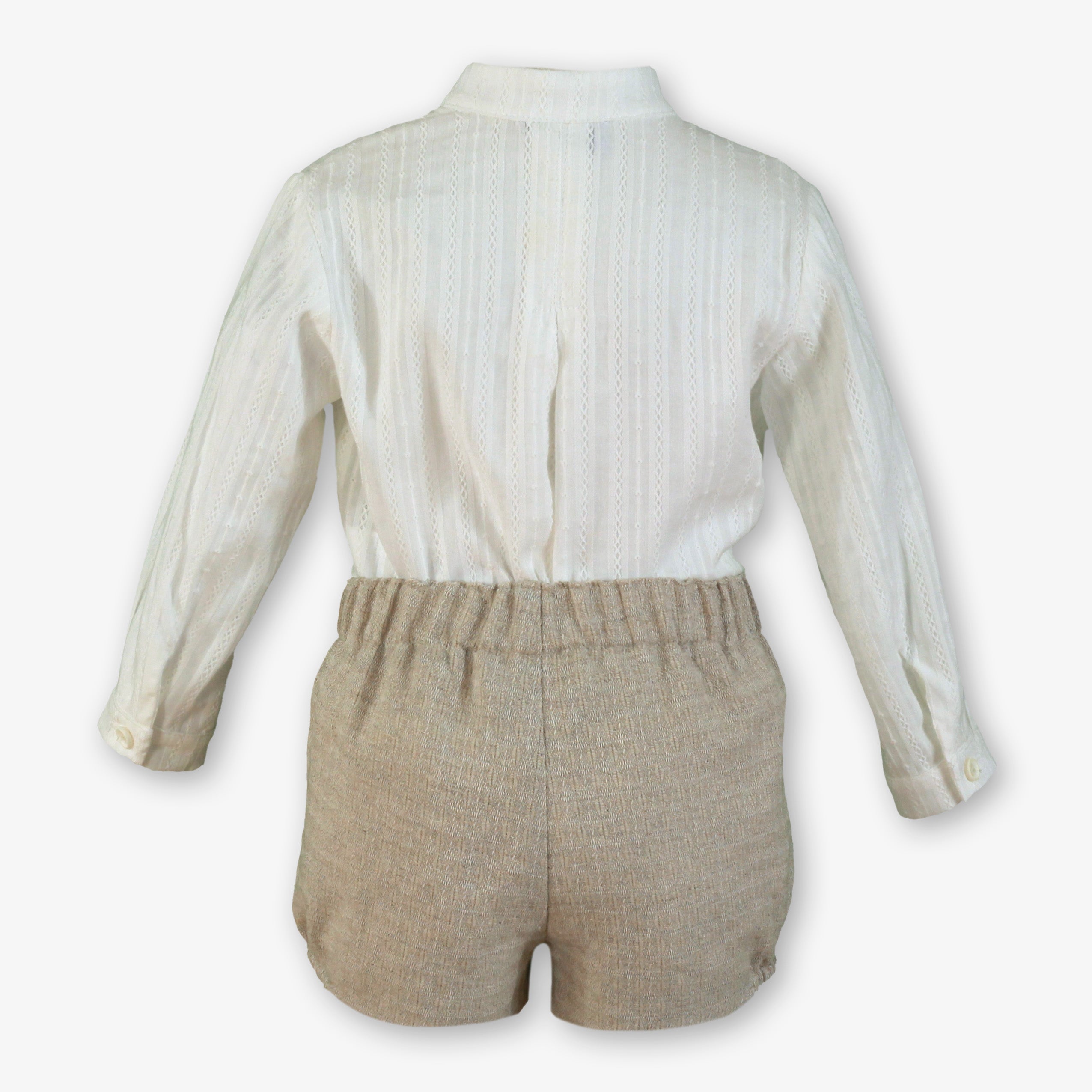 Conjunto camisa pantalon bebe niño beige tostado MIRANDA 0122