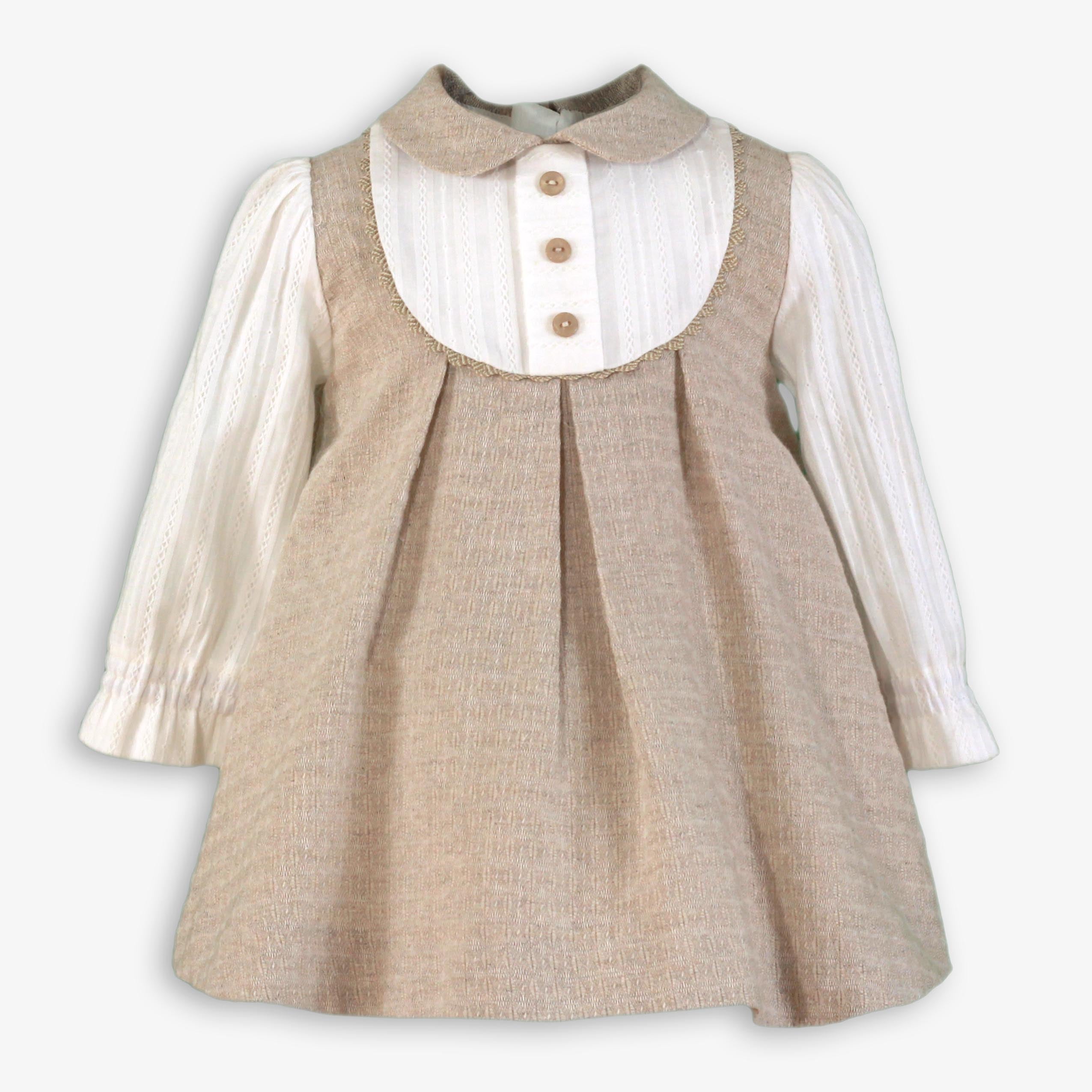 Vestido bebe niña beig tostado 0122 Miranda