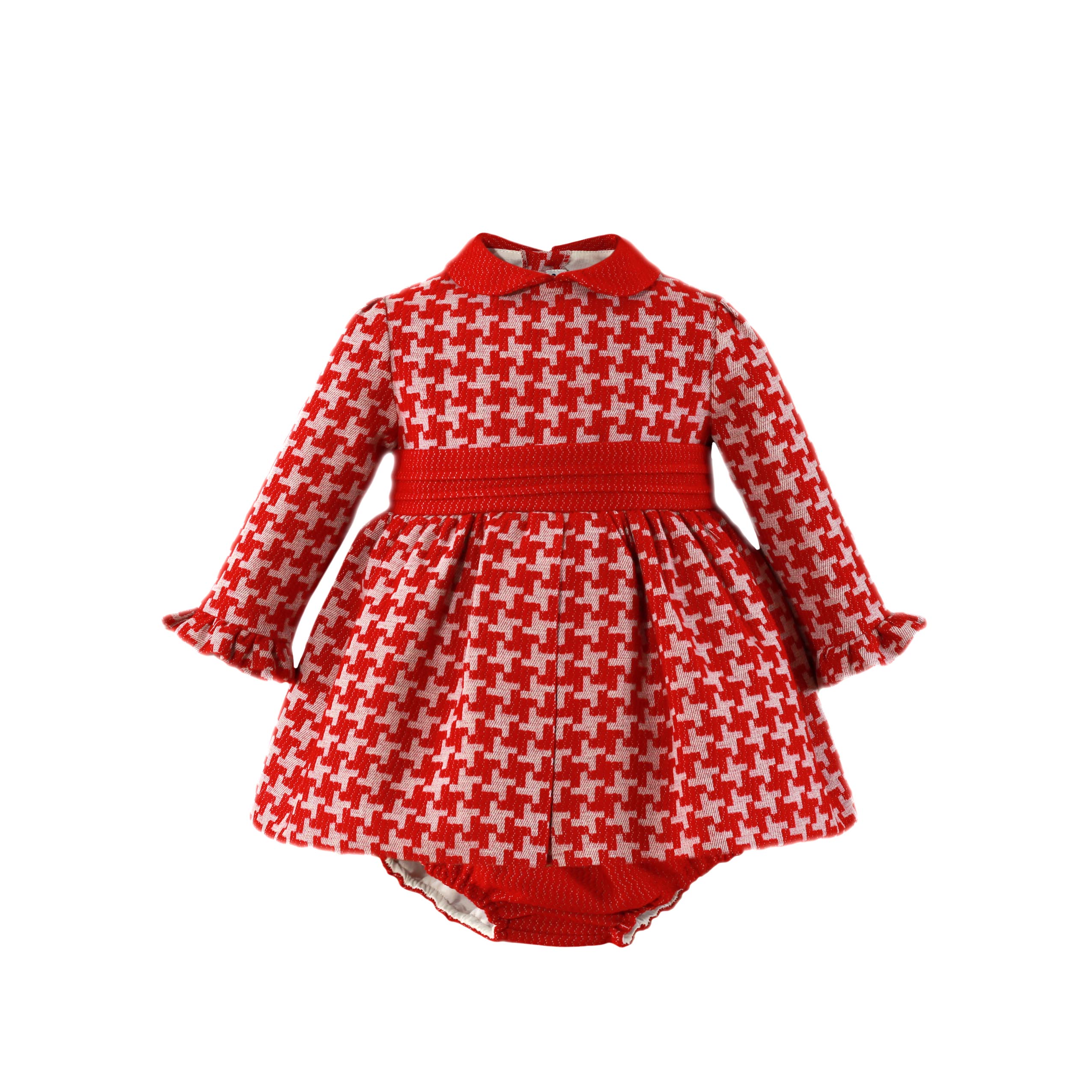 Vestido con braguita Bebé Vuelo Pata de Gallo Rojo Miranda 0123 - La boutique de AyA