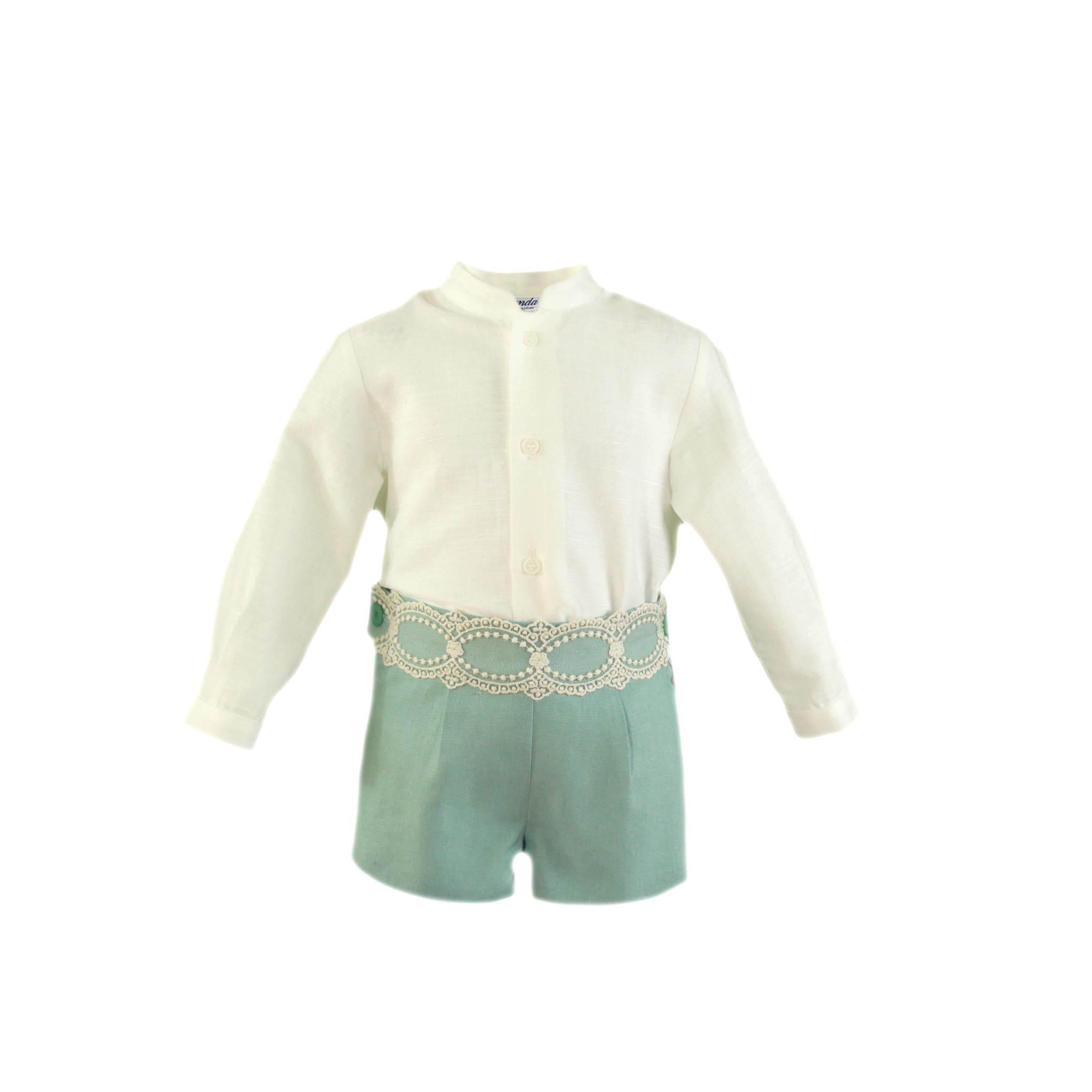 CONJUNTO BEBE NIÑO VERDE AGUA MIRANDA 0126 - La boutique de AyA Miranda