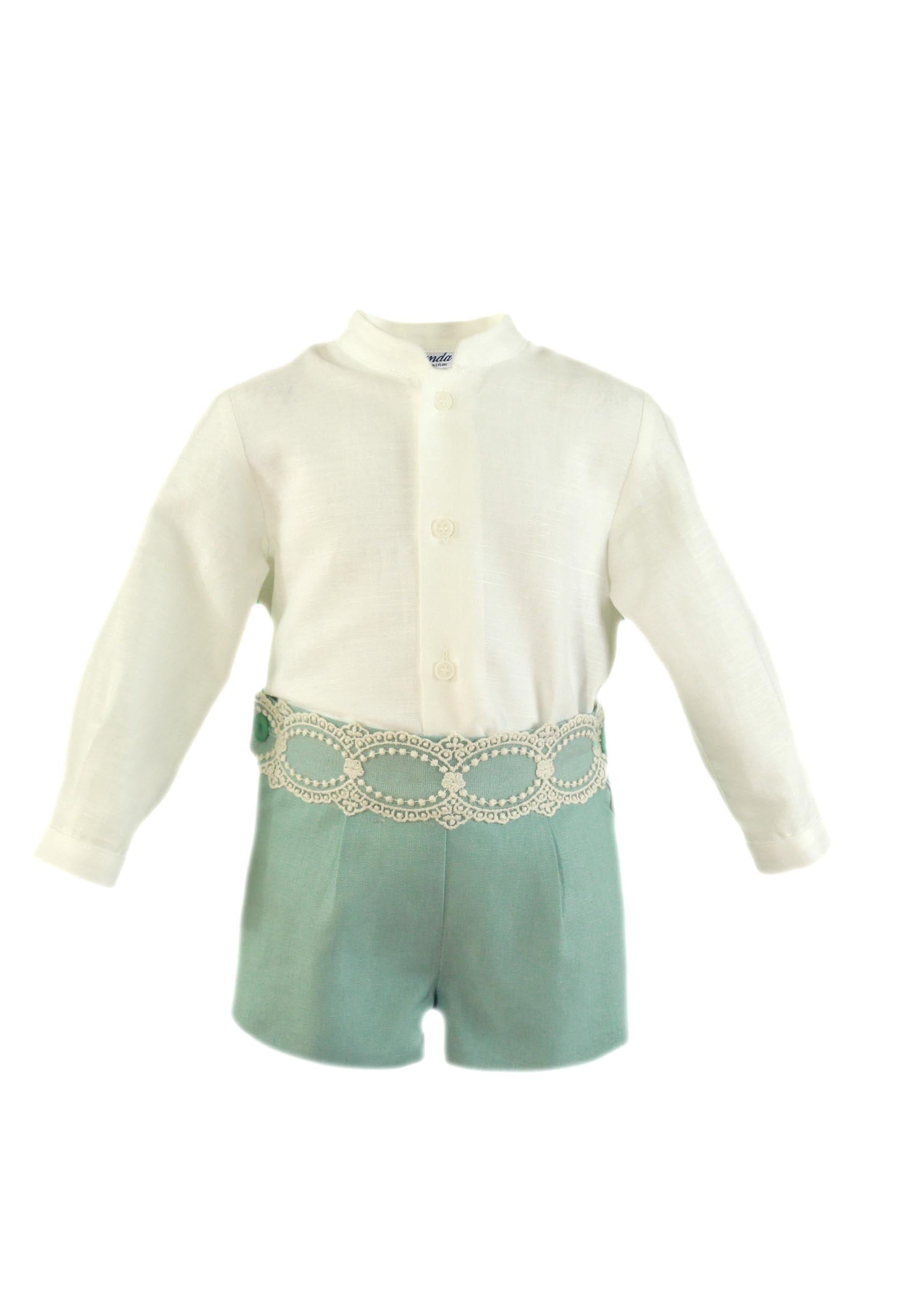 CONJUNTO BEBE NIÑO VERDE AGUA MIRANDA 0126 - La boutique de AyA Miranda