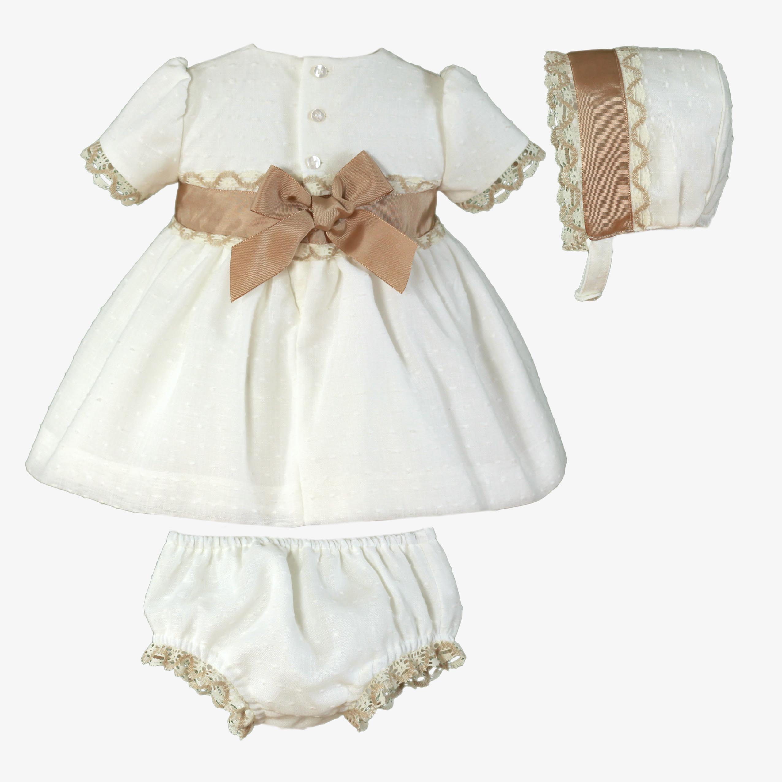 Vestido, braguita y capota bebe niña Miranda 0128