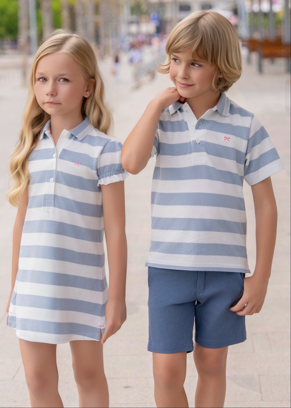 Polo de niño Nel-Blu con rayas azul y blanco, 100% algodón, SKU 39/1300/P.