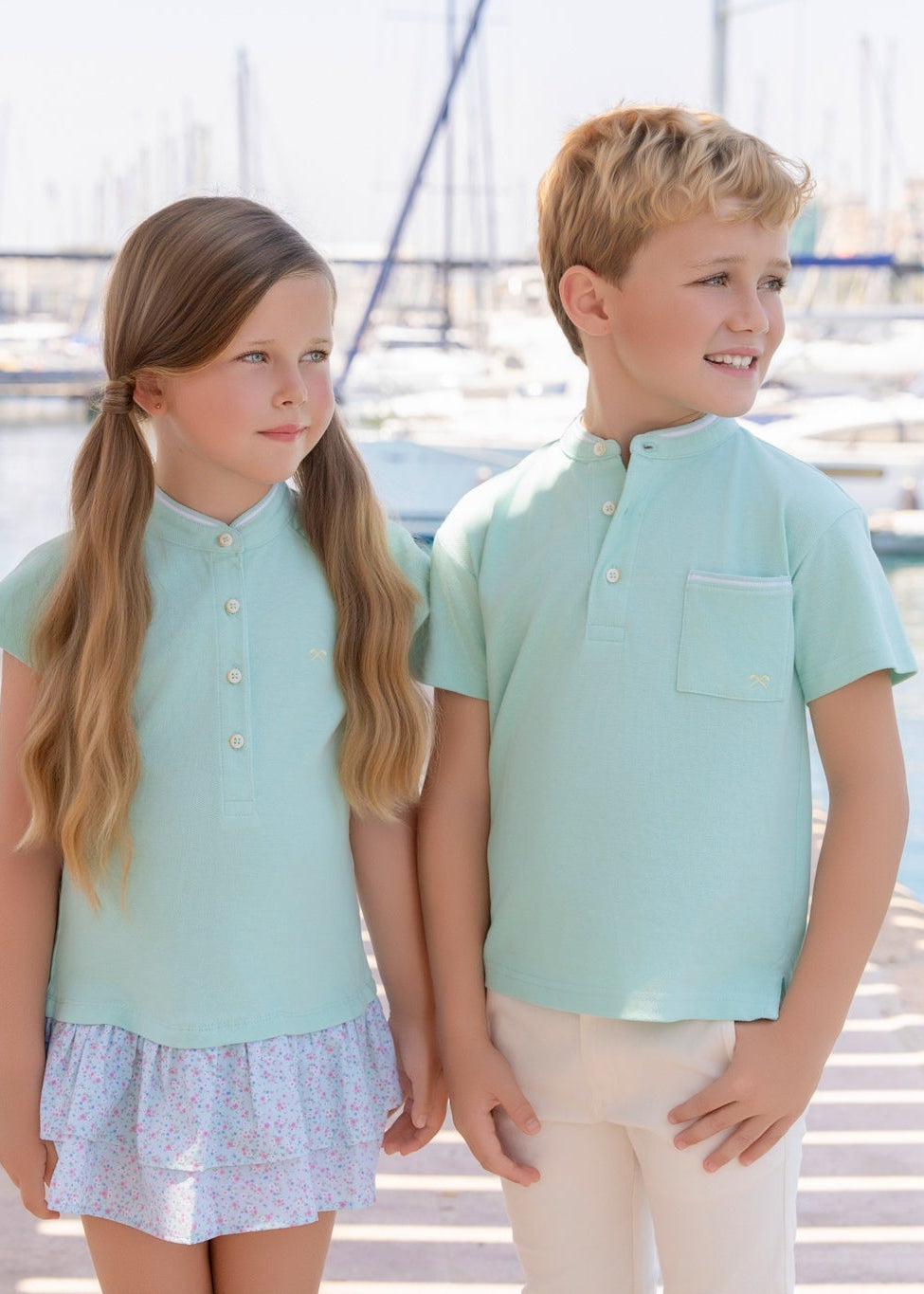 Polo de niño Nel‑Blu 100% algodón con cuello mao y bolsillo, SKU 39/1303/P.