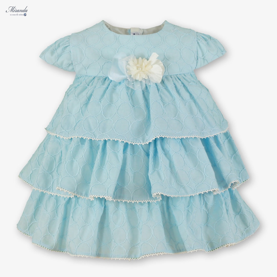 Vestido bebé ceremonia azul con volantes – Miranda 0137
