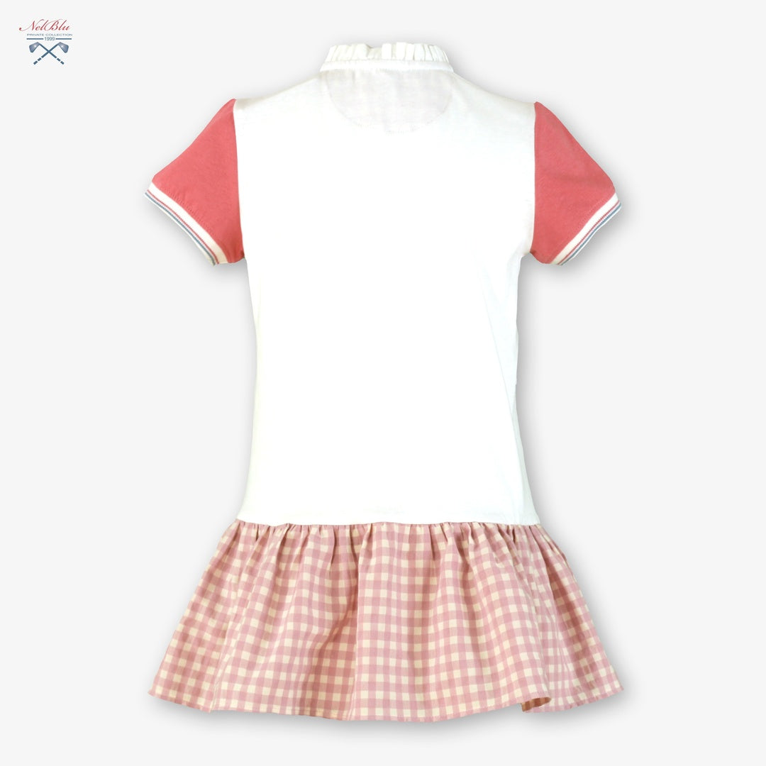 Vestido de Niña 100% Algodón Nel‑Blu con Falda Cuadros 1401