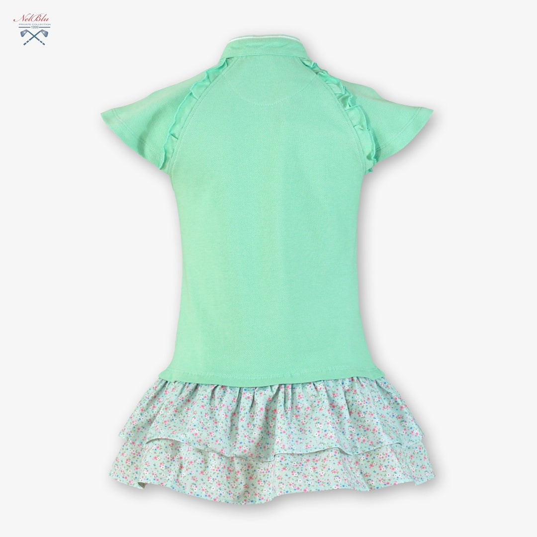 Vestido de Niña 100% Algodón Nel‑Blu con Volantes Florales 1403