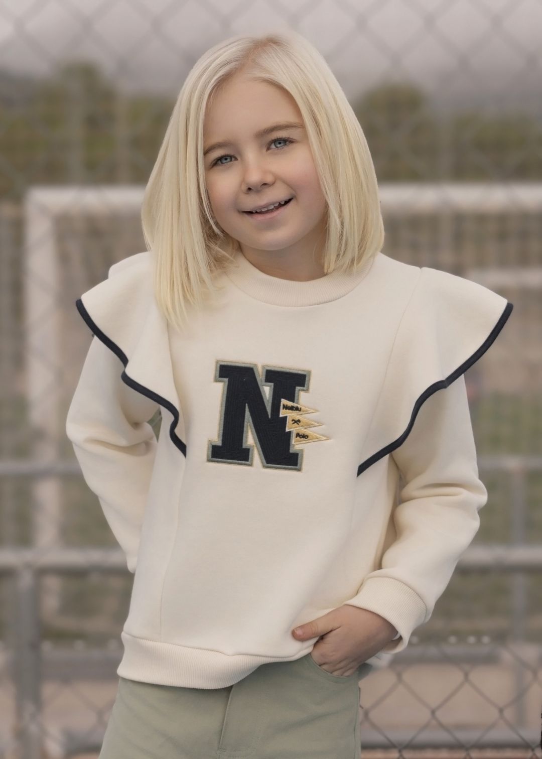 Sudadera infantil niña beige Nel-Blu 1414 - La boutique de AyA NEL-BLU