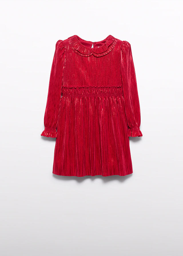 Vestido rojo punto plisado 05530 Abel y Lula