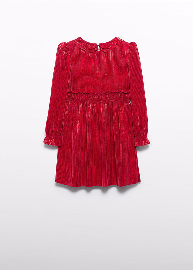 Vestido rojo punto plisado 05530 Abel y Lula