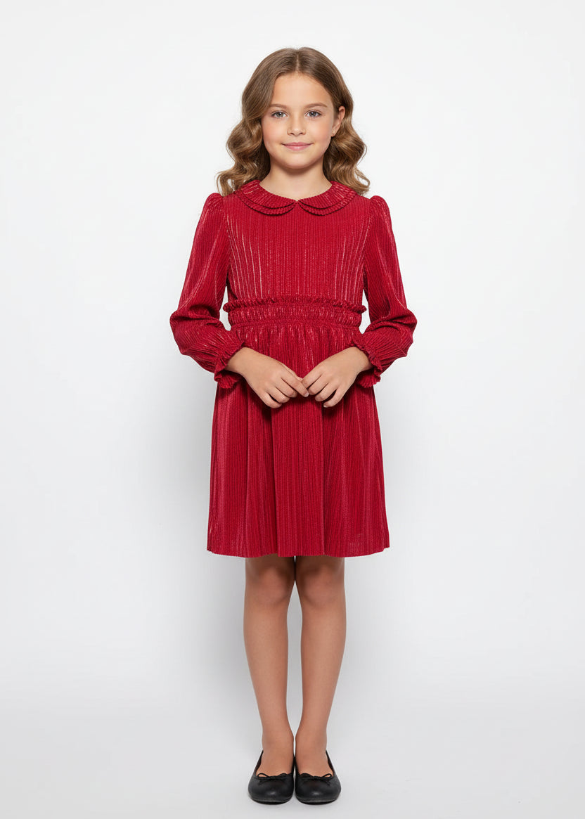 Vestido rojo punto plisado 05530 Abel y Lula - La boutique de AyA Abel y Lula