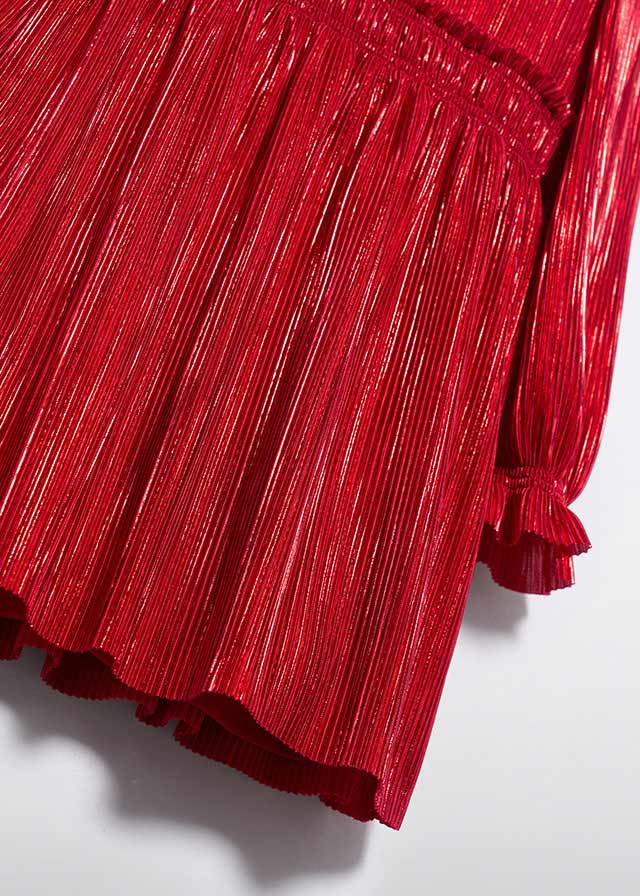 Vestido rojo punto plisado 05530 Abel y Lula