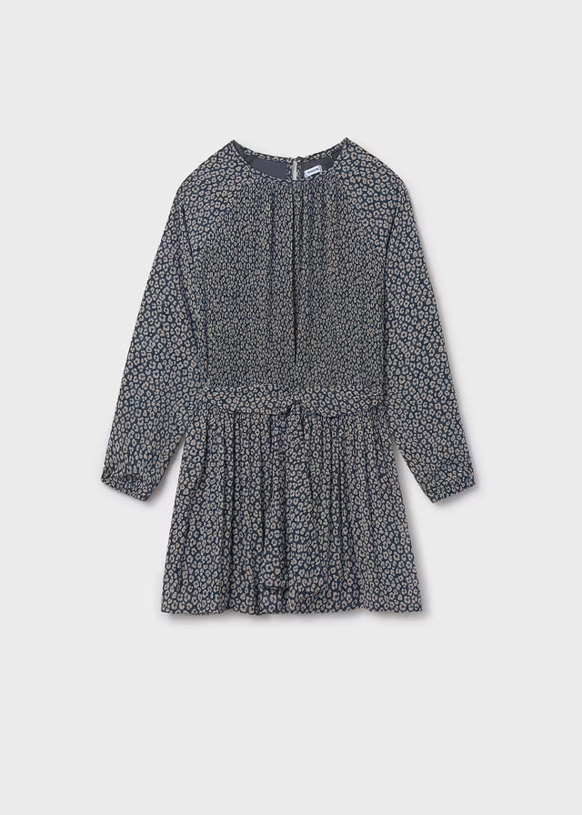 Vestido plisado estampado y cinturón 07914 Mayoral