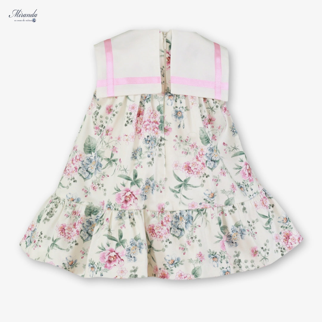 Vestido bebé floral con lazo rosa | Miranda ceremonia 0152