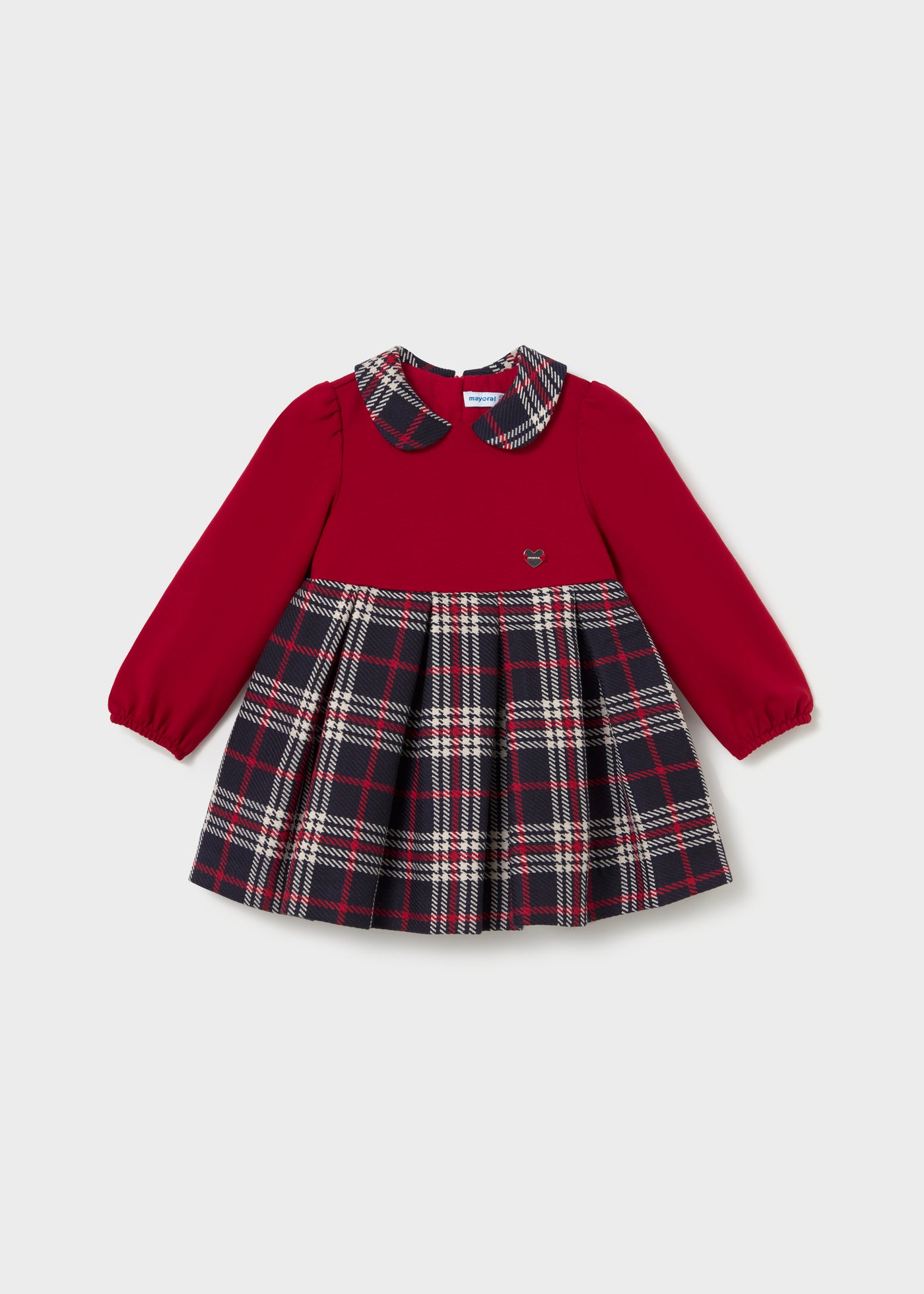 Vestido cuadros combinado Rojo Mayoral para niña 02945-025