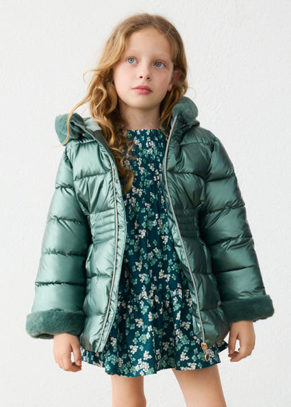 Chaquetón metalizado con pelo Laurel Mayoral para niña 04422-039