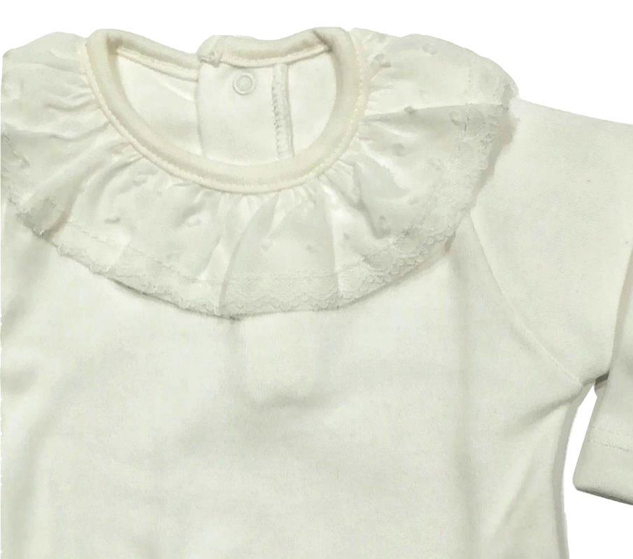 Body cuello puntilla manga larga crudo 19058