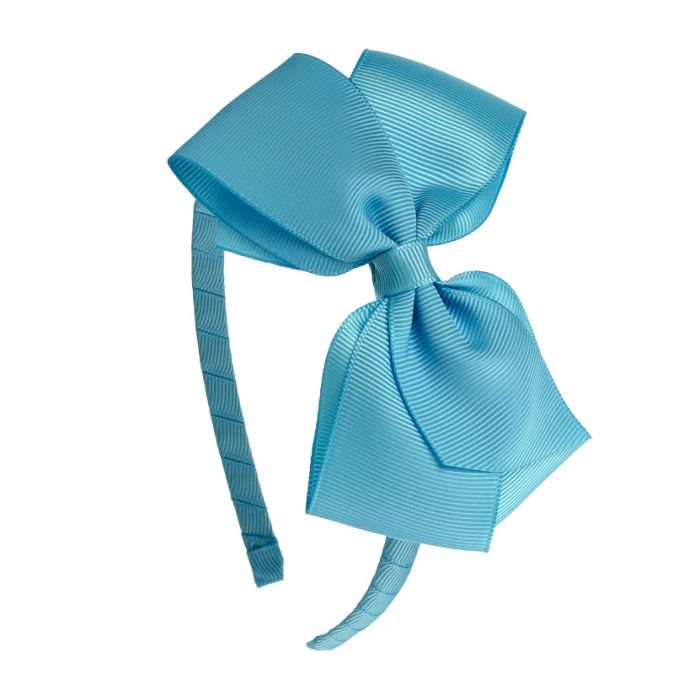 Diadema lazo mariposas puntas grosgrain Azul Turquesa Siena - La boutique de AyA Siena