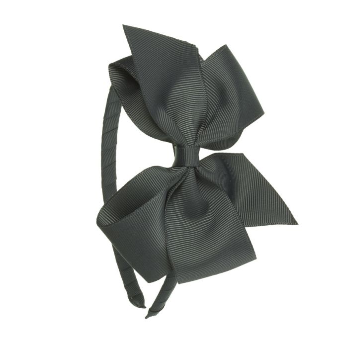 Diadema lazo mariposas puntas grosgrain Gris Oscuro Siena - La boutique de AyA Siena