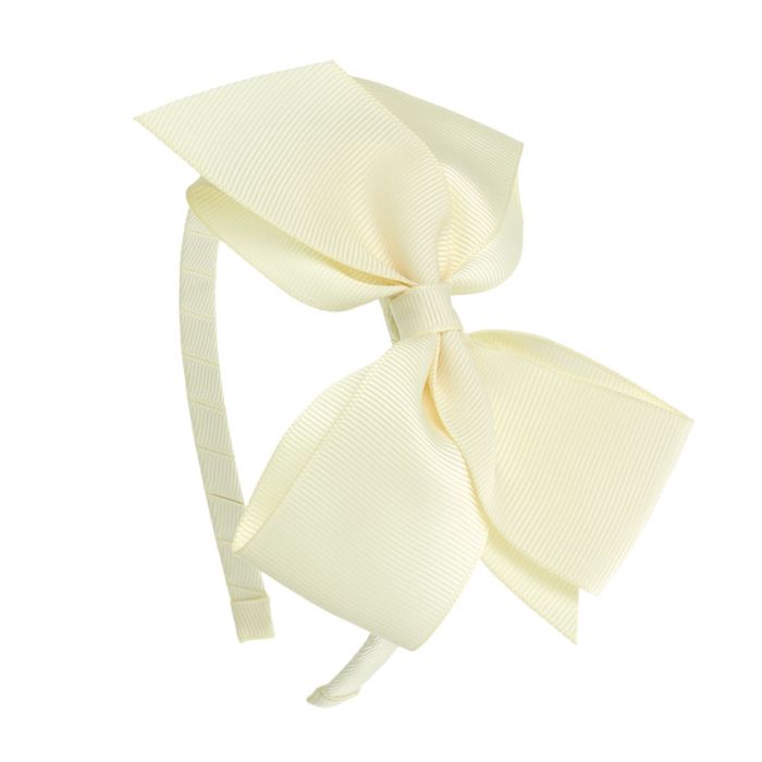 Diadema lazo mariposas puntas grosgrain Crudo Siena - La boutique de AyA Siena