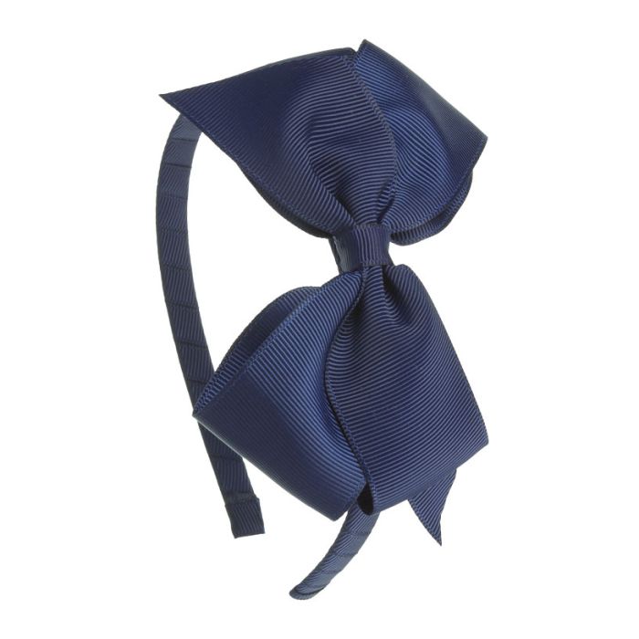 Diadema lazo mariposas puntas grosgrain Azul Marino Siena - La boutique de AyA