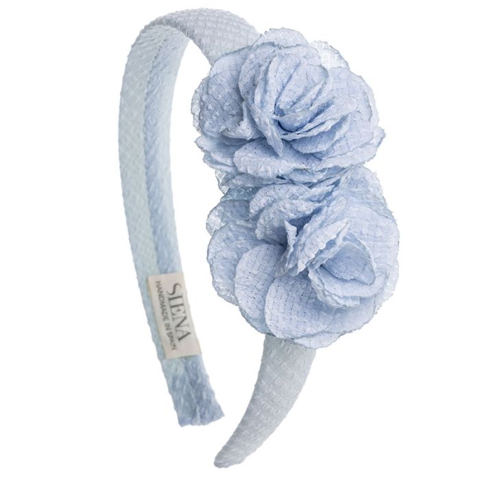 Diadema forrada 2 flores tela Javea azul cielo 201106372ac