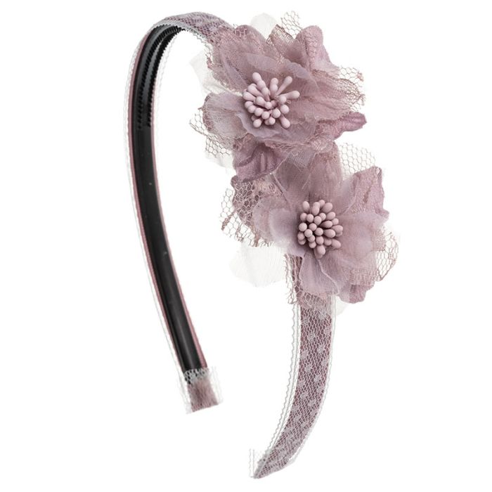 Diadema forrada cinta con 2 flores Auba Rosa Francia - La boutique de AyA La Boutique de AyA