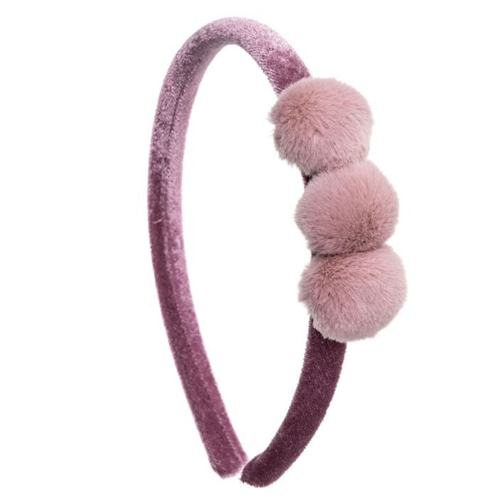Diadema Velvet con 3 pompones Rosa Francia Siena - La boutique de AyA Siena