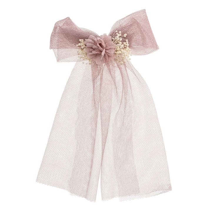 Clip pico-pato lazada tul florecita y gypso Rosa francia